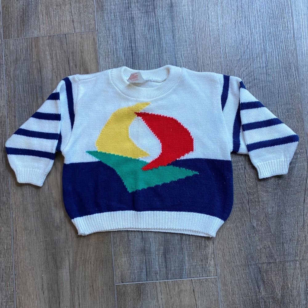 Vintage Hanna Andersson 90cm Cotton Sweater Primary Color Block Denmark 90s 2T